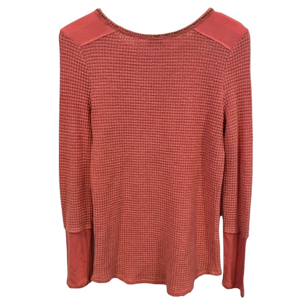 Sundance Waffle Knit Contrast Cuff Long Sleeve Top, Boho, Terracota, Medium